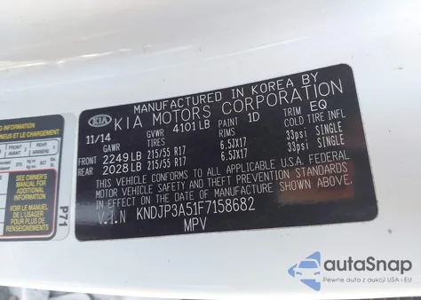 2015 Kia Soul + из США, поврежденный, VIN KNDJP3A51F7158682